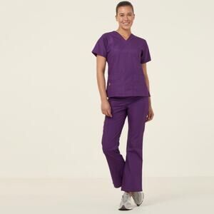 Wonderwink Scrub Set Eggplant Short Sleeve Size Top L Pants Medium Tall